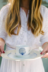 Blue Shell Teacup, Saucer, & Plate Set